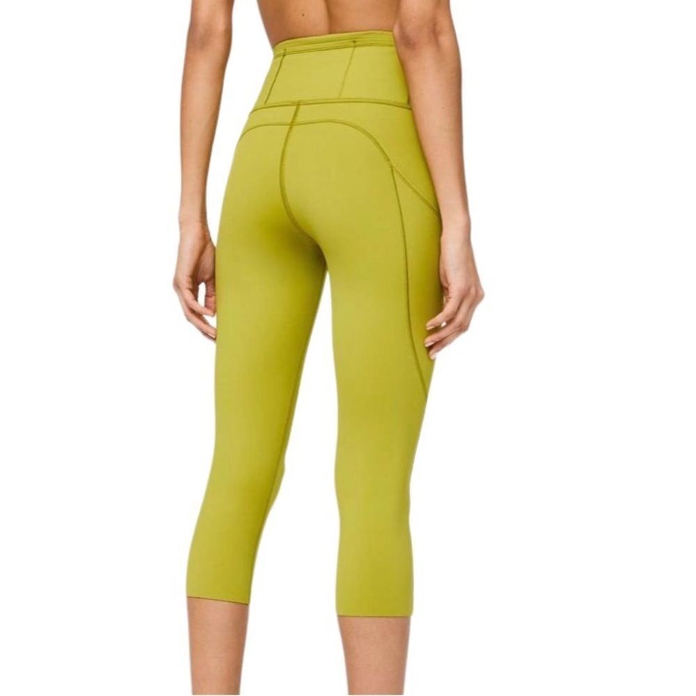 Lululemon Fast And Free Crop Ii 19" Nulux Golden Lime Size 8